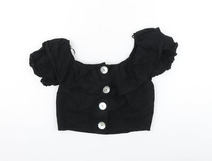 Womens UK Size 6 Topshop Black Cropped Blouse