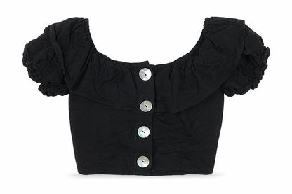 Womens UK Size 6 Topshop Black Cropped Blouse