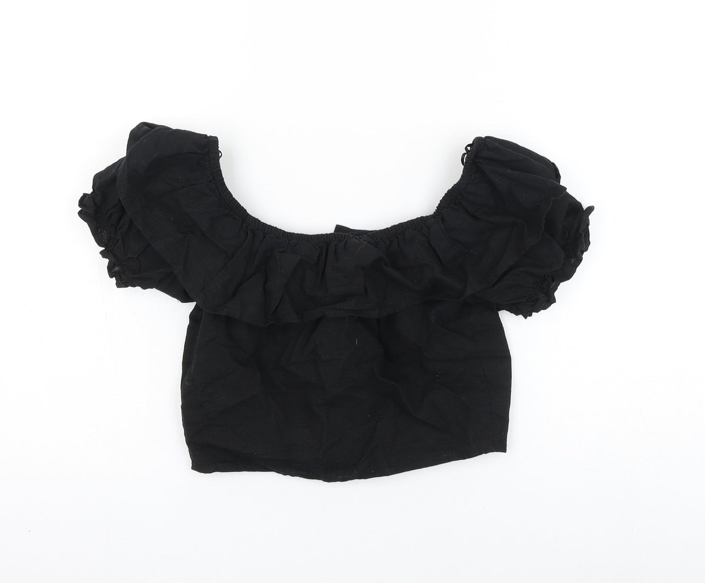Womens UK Size 6 Topshop Black Cropped Blouse