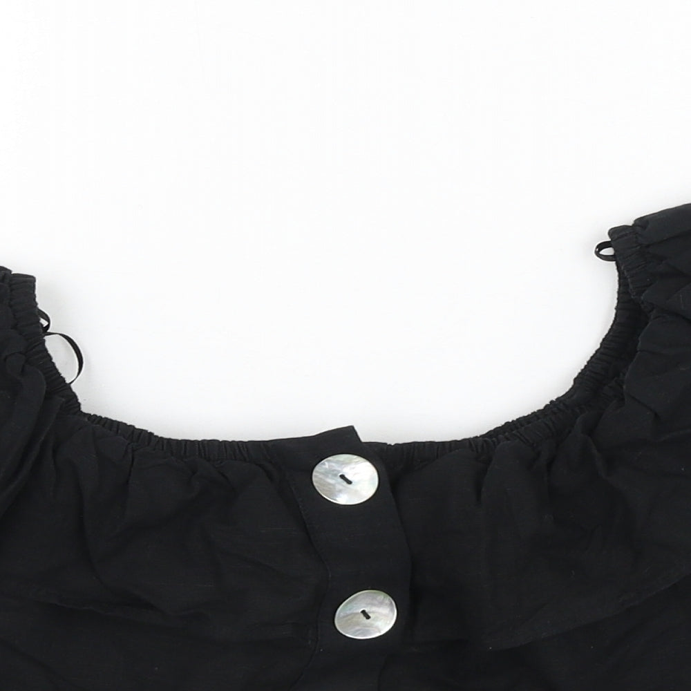 Womens UK Size 6 Topshop Black Cropped Blouse