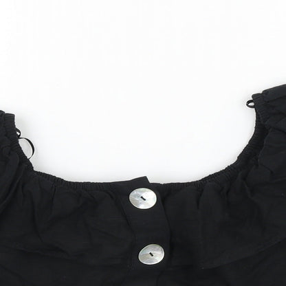Womens UK Size 6 Topshop Black Cropped Blouse