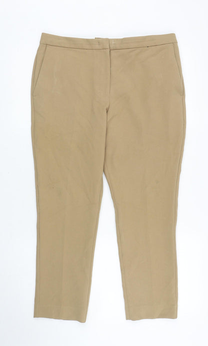 Womens UK Size 12 Marks and Spencer Regular Fit Carrot Brown Trousers