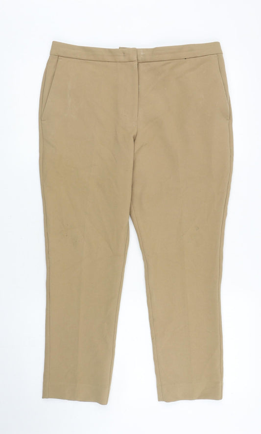 Womens UK Size 12 Marks and Spencer Regular Fit Carrot Brown Trousers