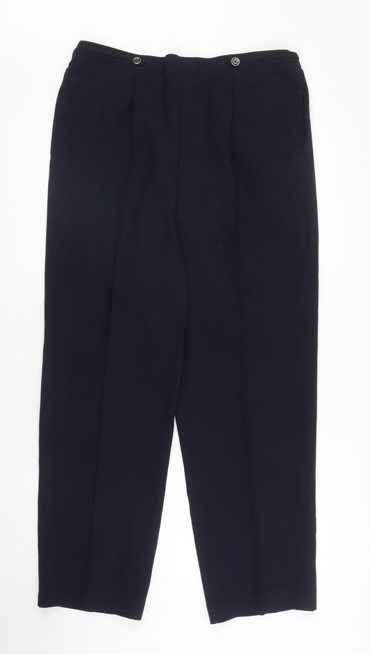 Bonmarché Womens Blue Polyester Carrot Trousers Size 14 L27 in Regular