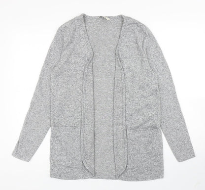 George Womens Grey V-Neck Polyester Cardigan Jumper Size S