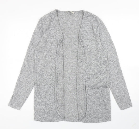 George Womens Grey V-Neck Polyester Cardigan Jumper Size S