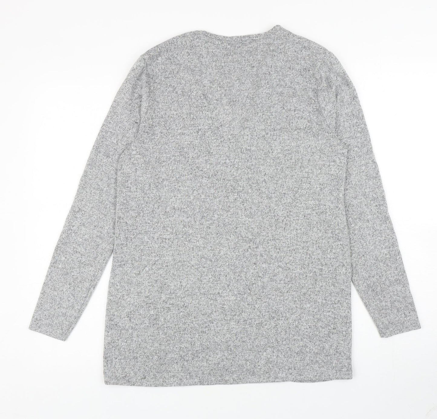 George Womens Grey V-Neck Polyester Cardigan Jumper Size S