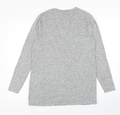 George Womens Grey V-Neck Polyester Cardigan Jumper Size S