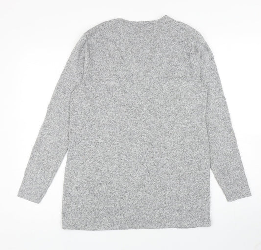 George Womens Grey V-Neck Polyester Cardigan Jumper Size S