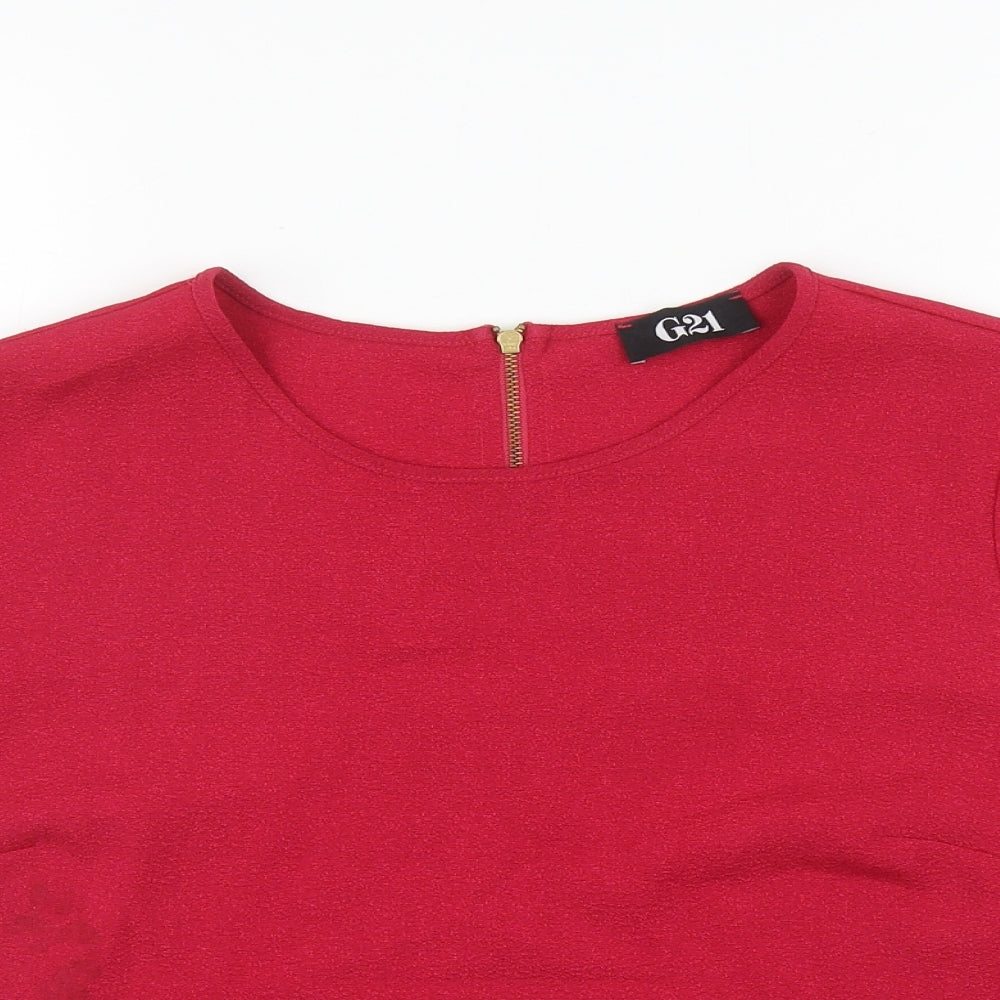 George Womens Pink Polyester Cropped Blouse Size 14 Scoop Neck