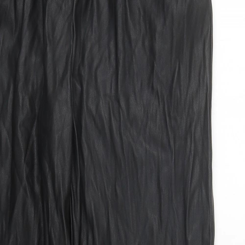 New Look Womens Black Polyurethane Jogger Trousers Size 10 L26 in Regular Drawstring