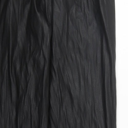 New Look Womens Black Polyurethane Jogger Trousers Size 10 L26 in Regular Drawstring