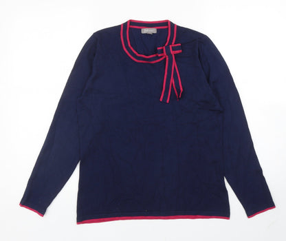 First Avenue Womens Blue Round Neck Viscose Pullover Jumper Size S