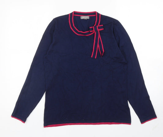 First Avenue Womens Blue Round Neck Viscose Pullover Jumper Size S