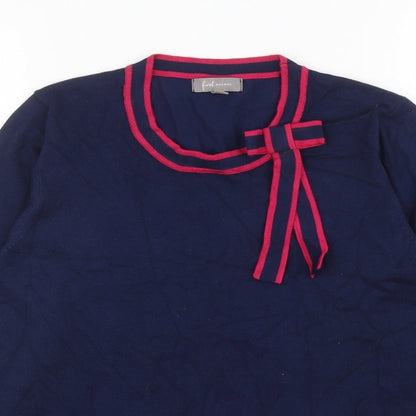 First Avenue Womens Blue Round Neck Viscose Pullover Jumper Size S