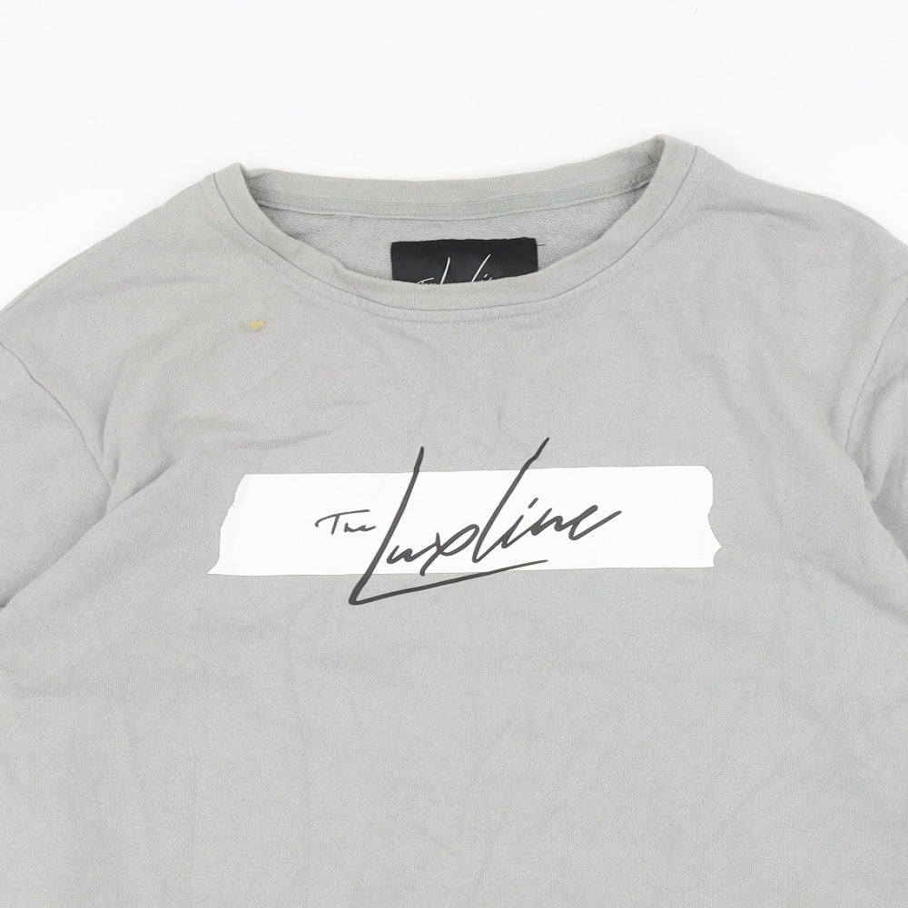 The Lux Line Mens Grey Cotton Pullover Sweatshirt Size L - The LuxLine