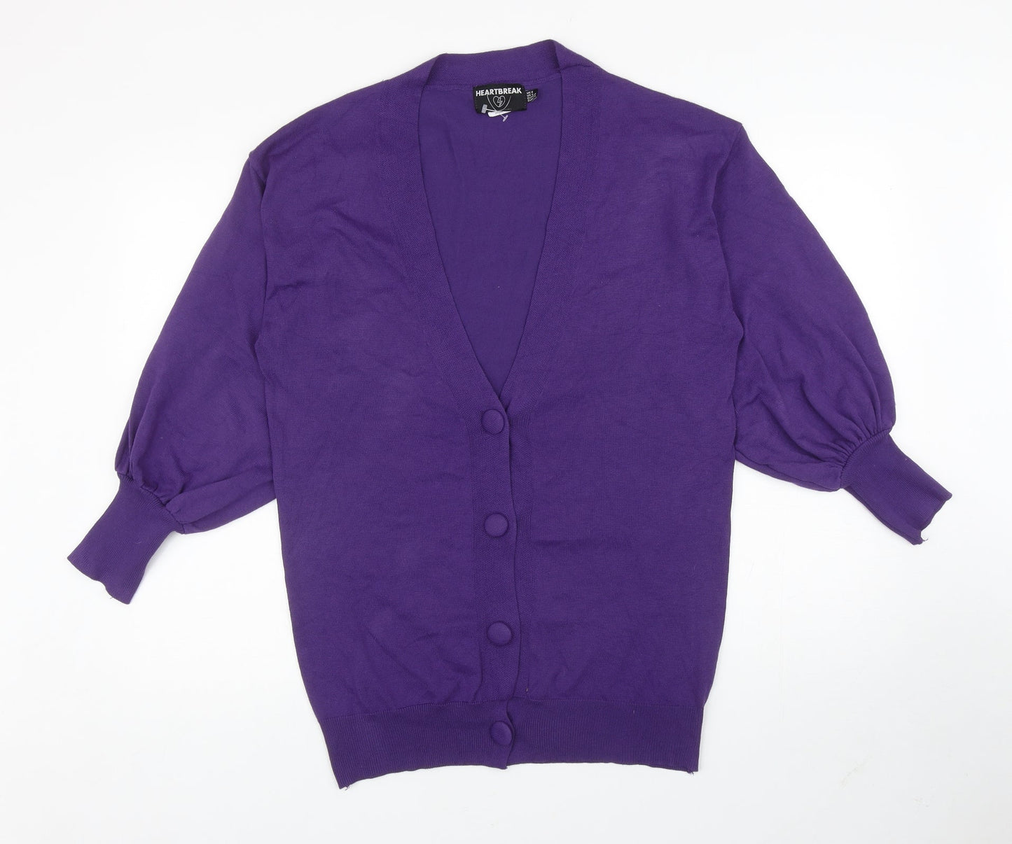 Heartbreak Womens Purple V-Neck Polyamide Cardigan Jumper Size 8