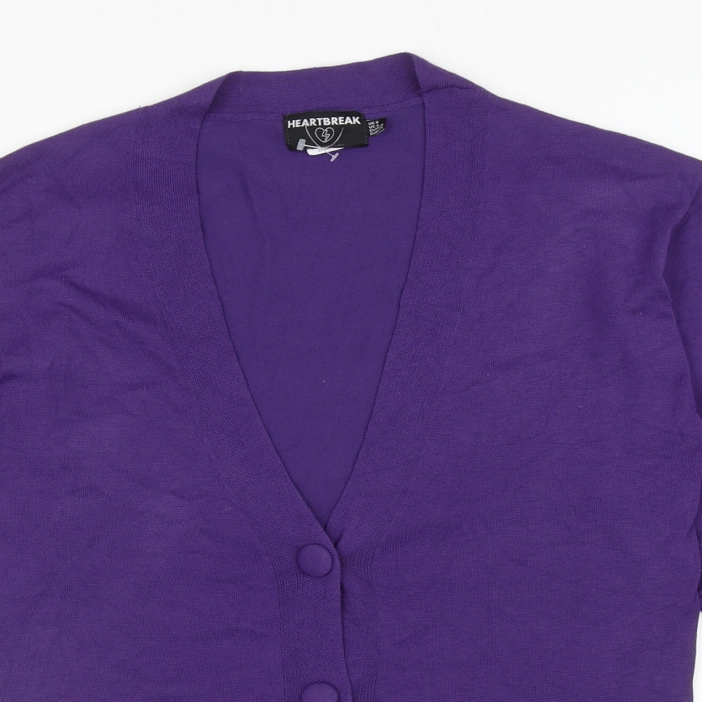 Heartbreak Womens Purple V-Neck Polyamide Cardigan Jumper Size 8