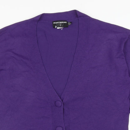 Heartbreak Womens Purple V-Neck Polyamide Cardigan Jumper Size 8