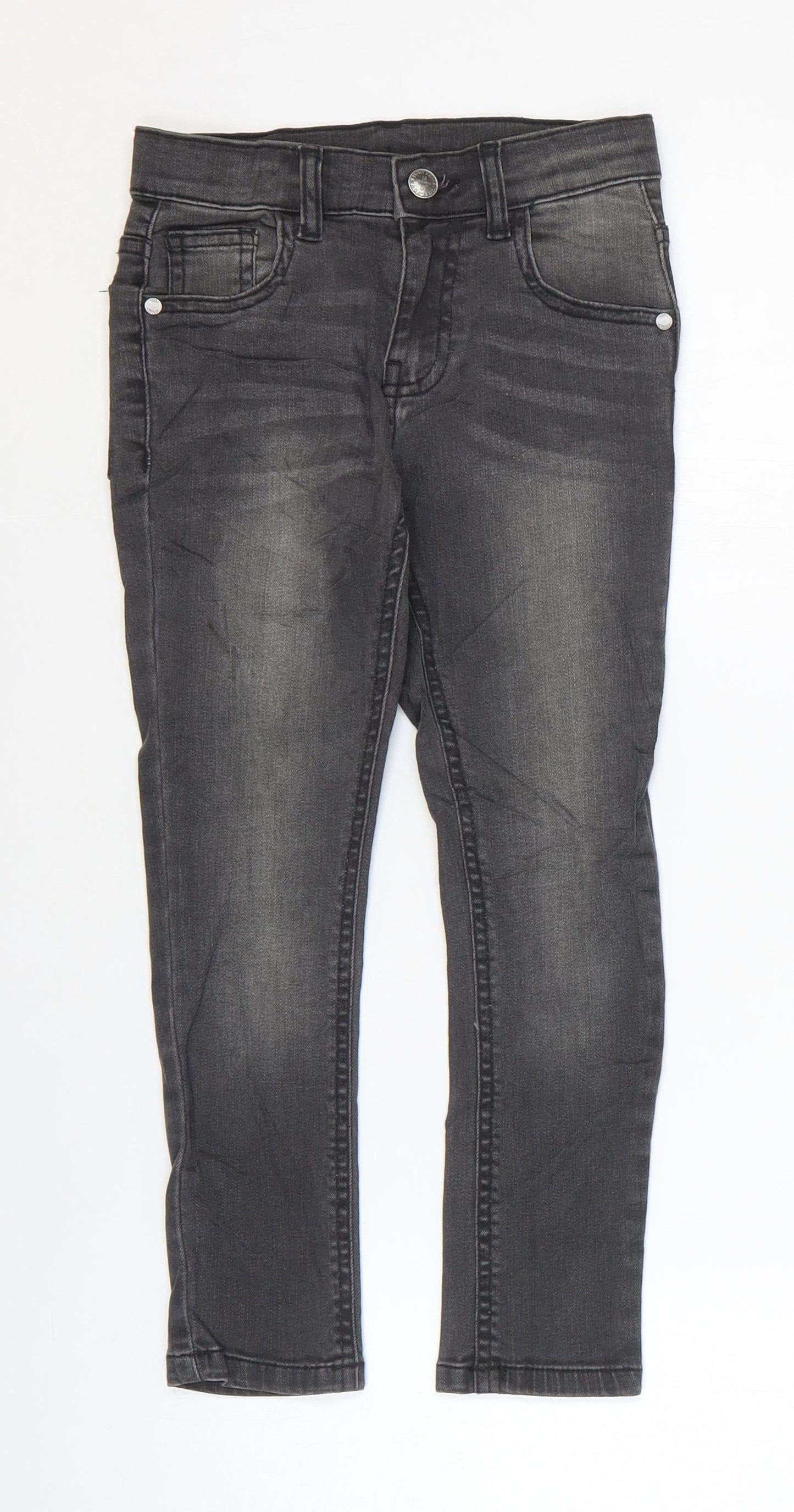 Marks and Spencer Girls Grey Cotton Skinny Jeans Size 6-7 Years Regular Zip