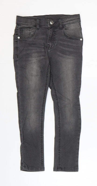 Marks and Spencer Girls Grey Cotton Skinny Jeans Size 6-7 Years Regular Zip