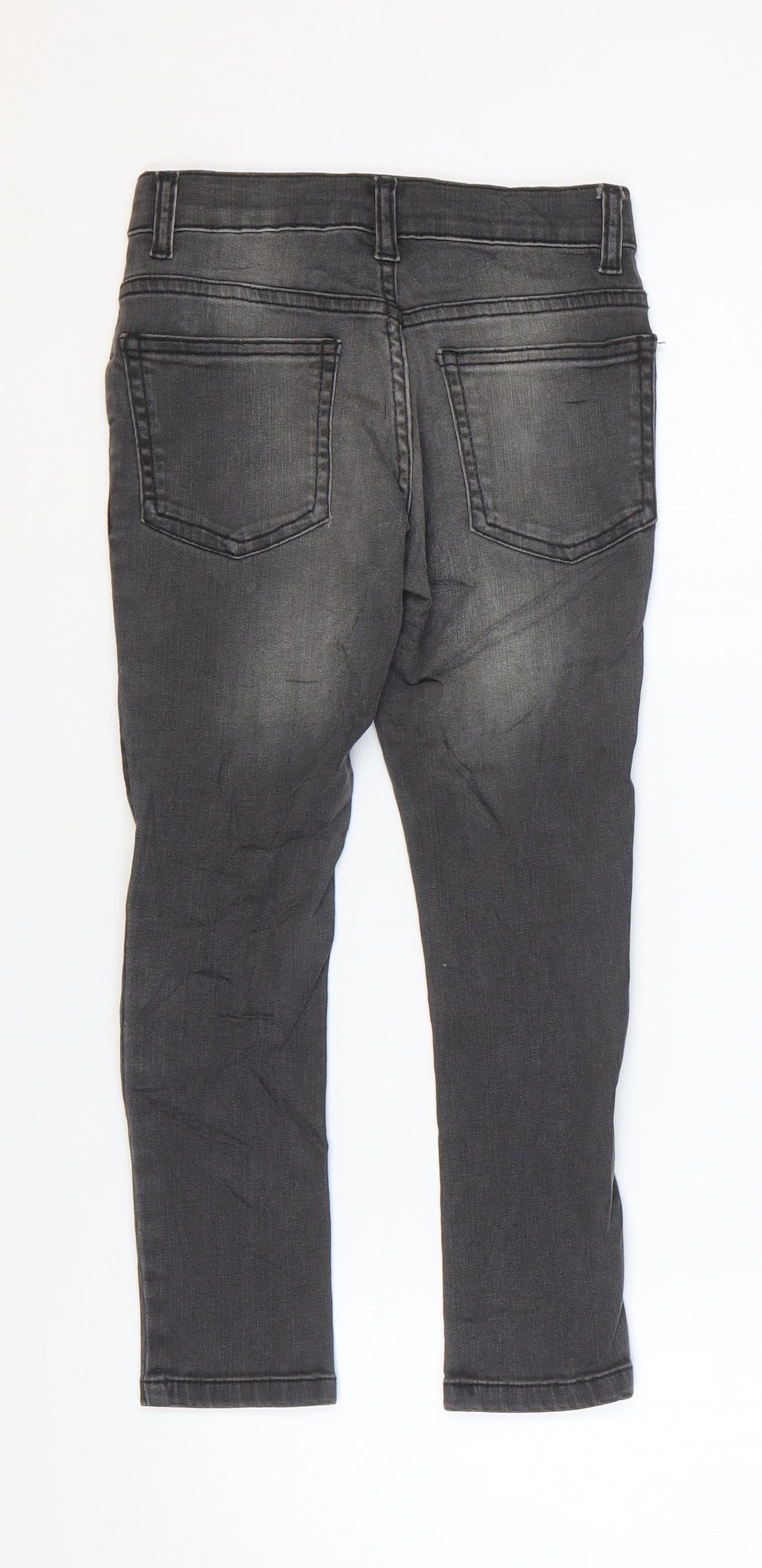 Marks and Spencer Girls Grey Cotton Skinny Jeans Size 6-7 Years Regular Zip