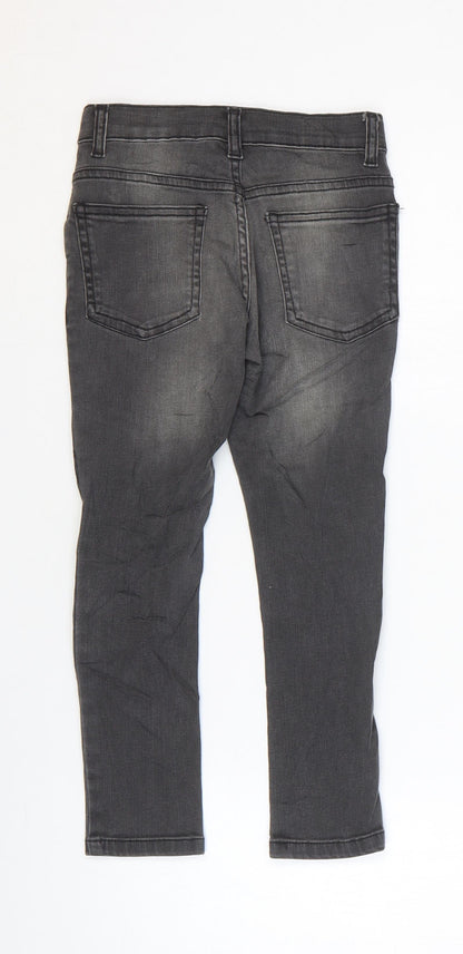 Marks and Spencer Girls Grey Cotton Skinny Jeans Size 6-7 Years Regular Zip