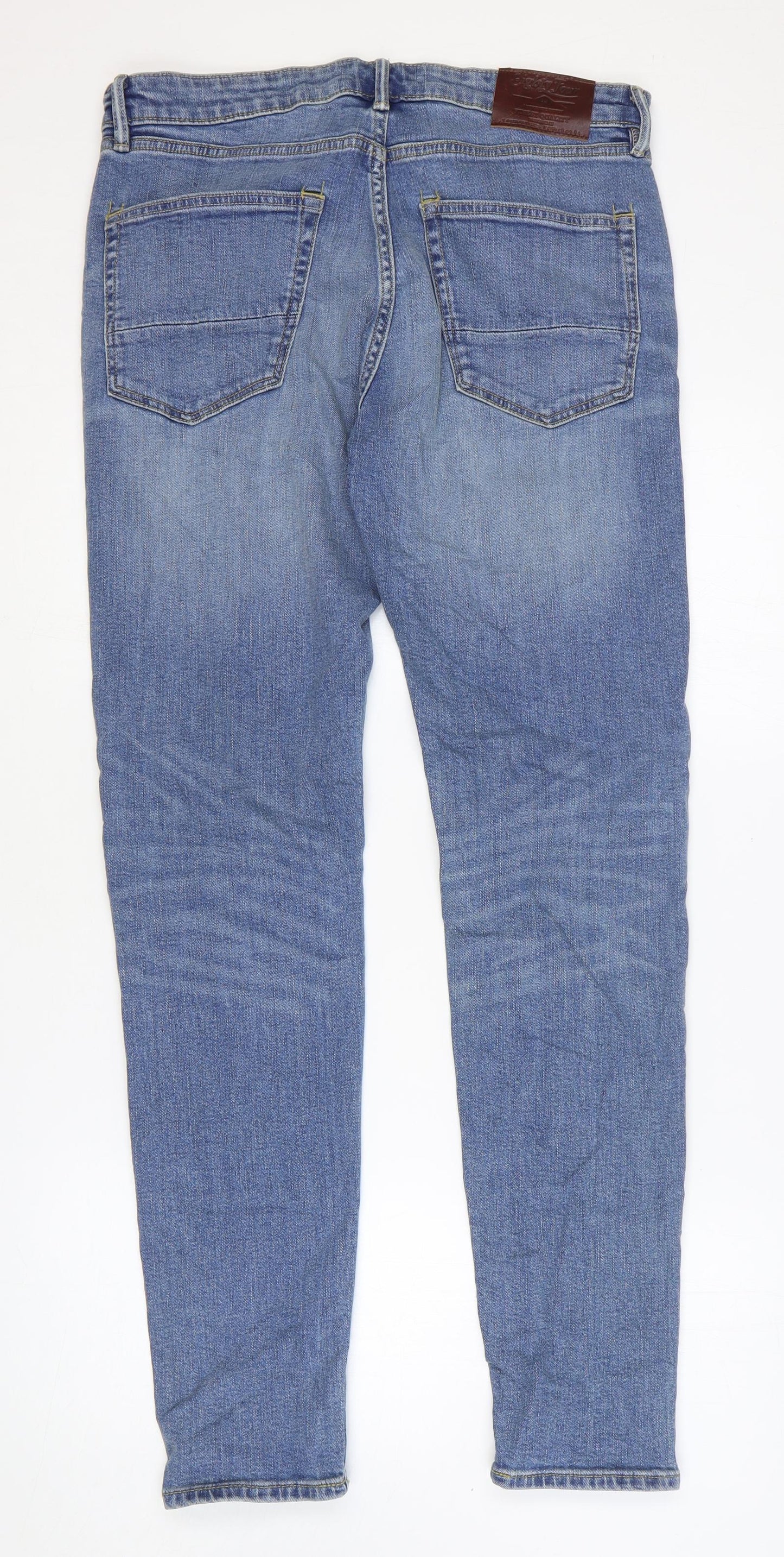 Marks and Spencer Mens Blue Cotton Skinny Jeans Size 32 in L31 in Regular Zip