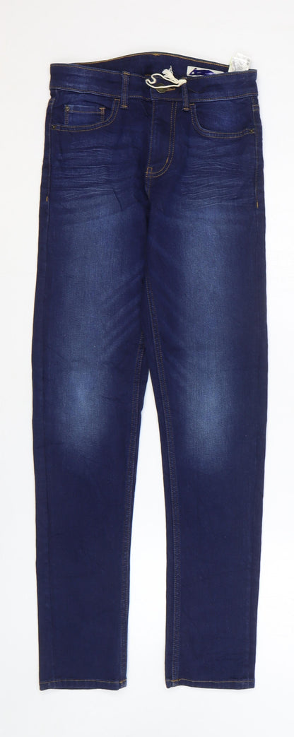 Marks and Spencer Womens Blue Cotton Skinny Jeans Size 8 L28 in Regular Zip