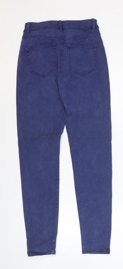 Marks and Spencer Womens Blue Cotton Skinny Jeans Size 6 L27 in Regular Zip