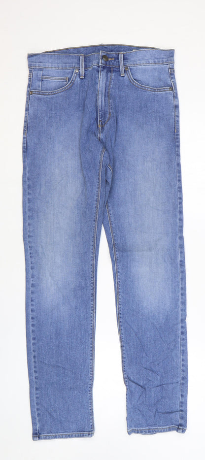 Marks and Spencer Mens Blue Cotton Skinny Jeans Size 30 in L31 in Regular Zip