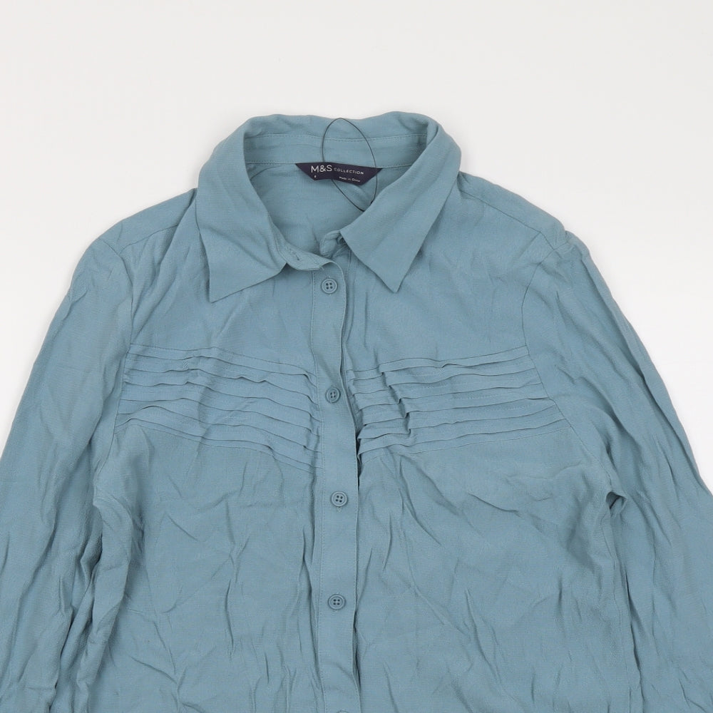 Womens UK Size 6 Marks and Spencer Blue Basic Button-Up