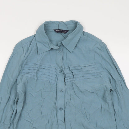 Womens UK Size 6 Marks and Spencer Blue Basic Button-Up