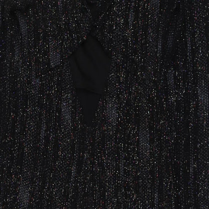 Topshop Womens Black Polyester Mini Size 8 V-Neck Pullover