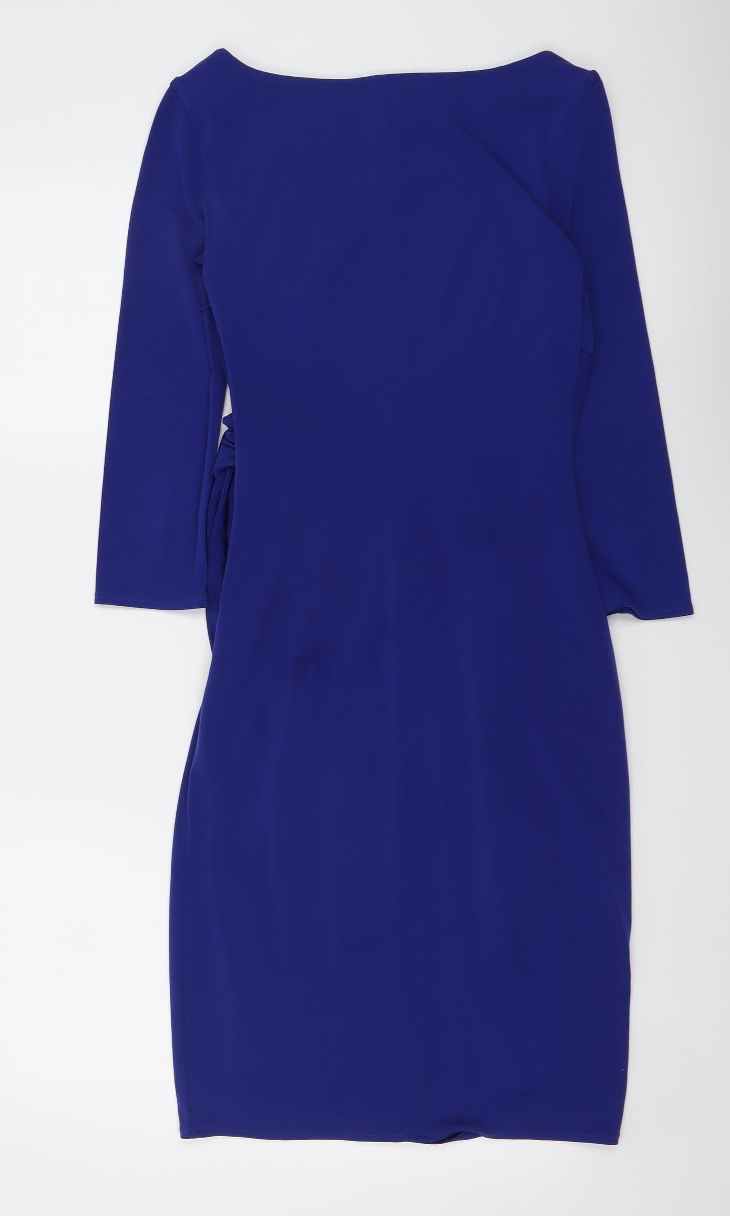 Coast Womens Blue Polyester Bodycon Size 8 Boat Neck Zip - Knot Detail
