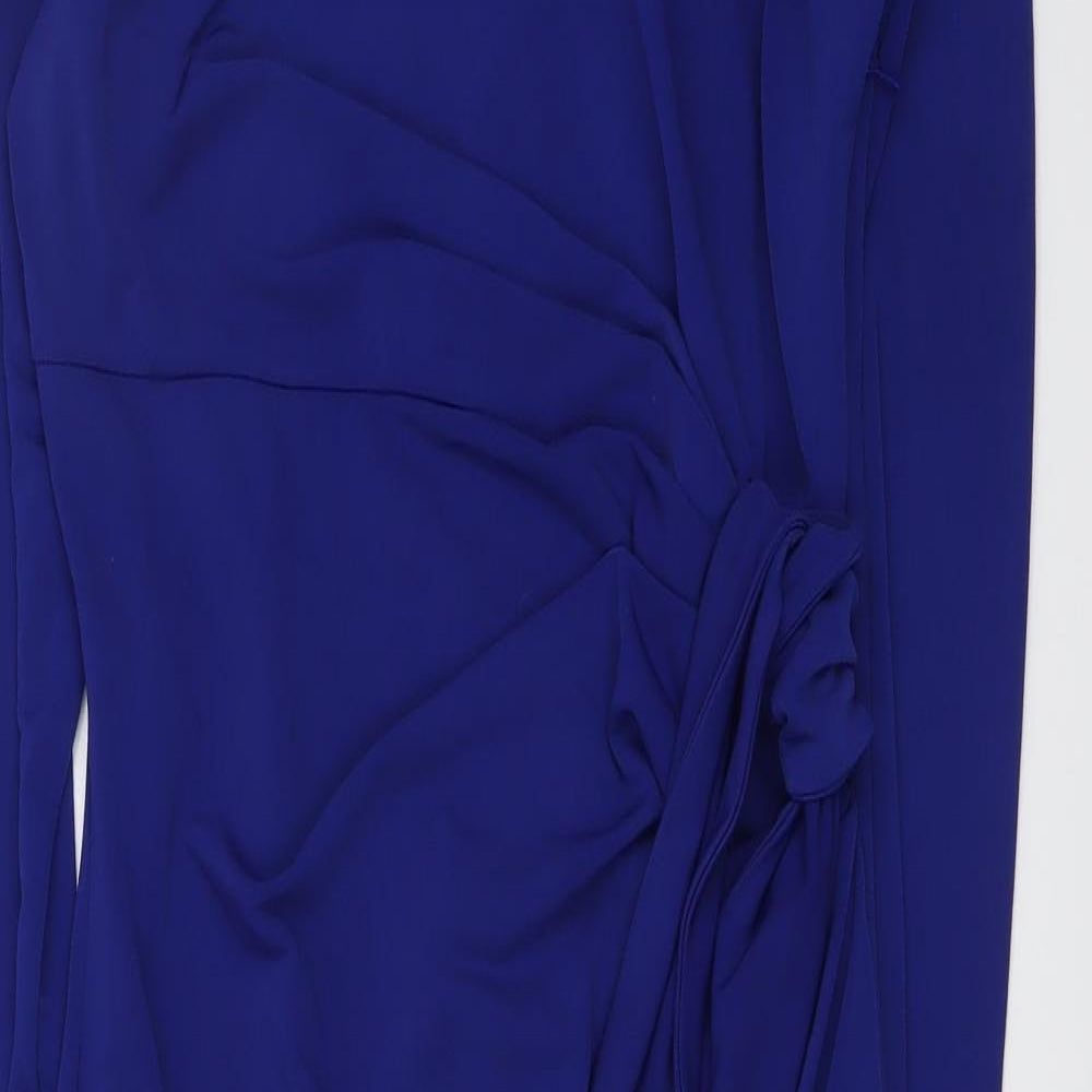 Coast Womens Blue Polyester Bodycon Size 8 Boat Neck Zip - Knot Detail