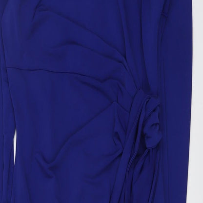 Coast Womens Blue Polyester Bodycon Size 8 Boat Neck Zip - Knot Detail