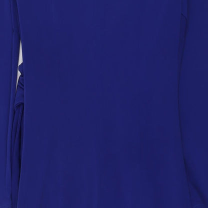 Coast Womens Blue Polyester Bodycon Size 8 Boat Neck Zip - Knot Detail
