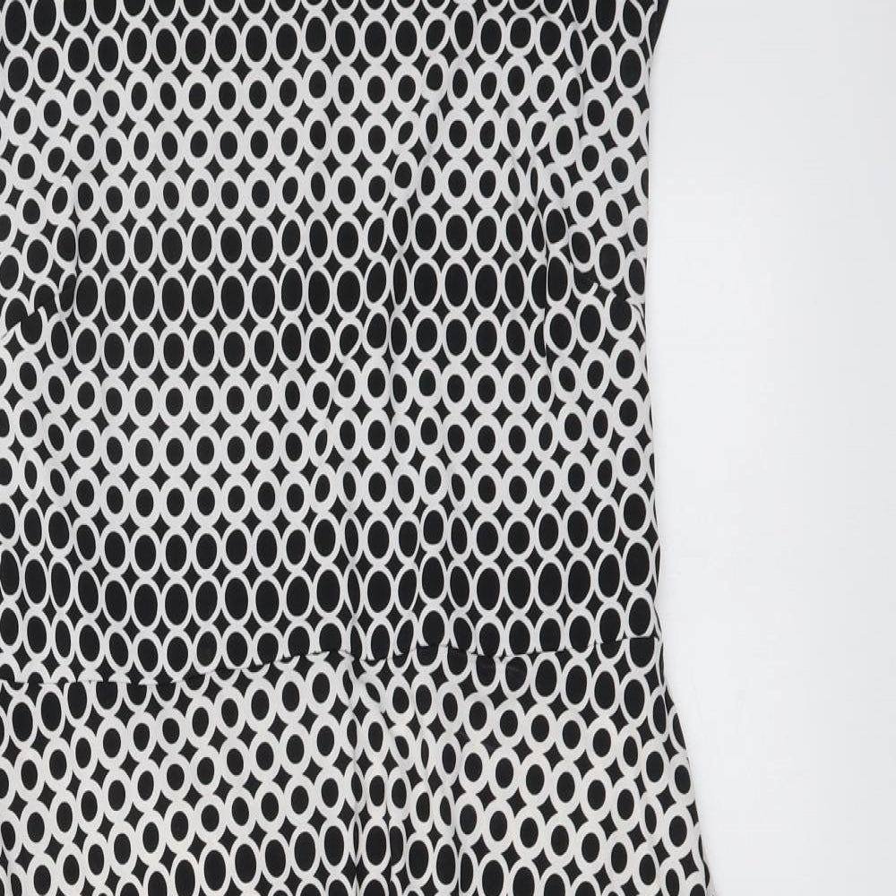 Izabel Womens Black Geometric Polyester A-Line Size 12 Boat Neck Pullover
