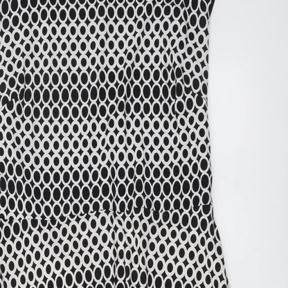Izabel Womens Black Geometric Polyester A-Line Size 12 Boat Neck Pullover