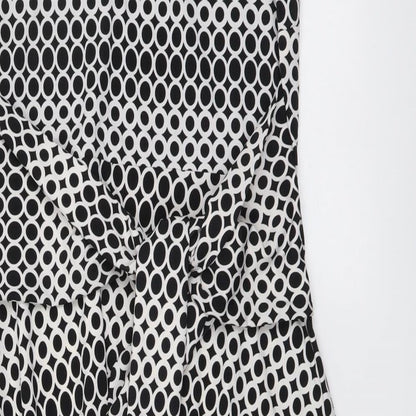Izabel Womens Black Geometric Polyester A-Line Size 12 Boat Neck Pullover
