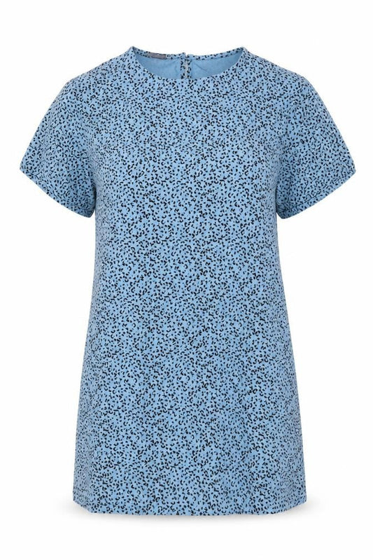 Marks and Spencer Womens Blue Animal Print Viscose A-Line Size 6 Round Neck Pullover - Leopard pattern
