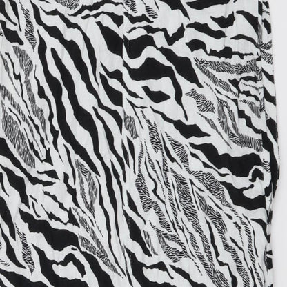 Marks and Spencer Womens White Animal Print Linen Tank Dress Size 6 Round Neck Pullover - Zebra pattern