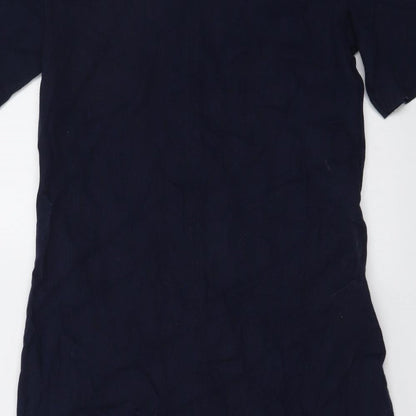 Marks and Spencer Womens Blue Linen A-Line Size 6 V-Neck Pullover