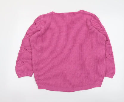 Womens UK Size M BASSINI Pink Pullover Jumper