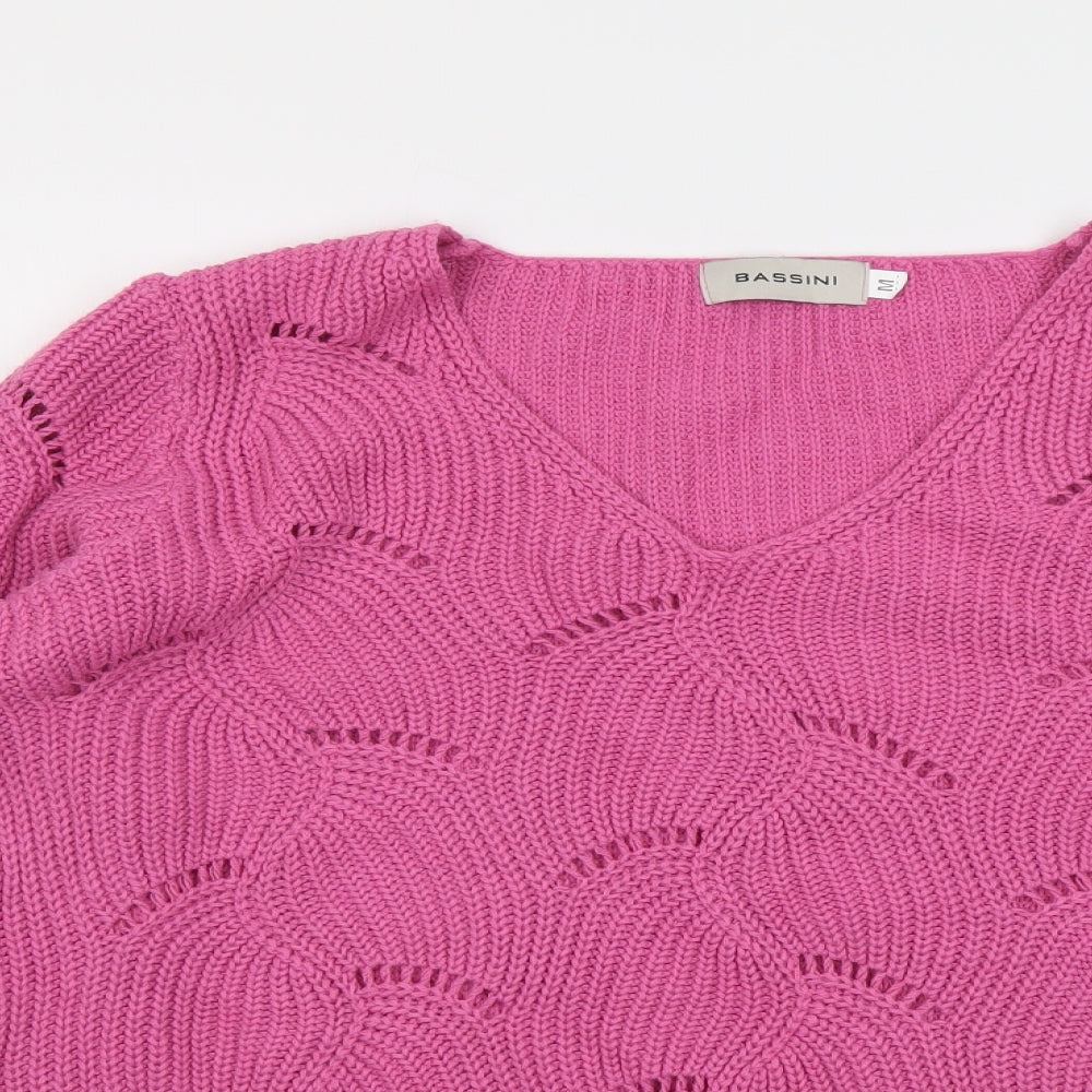 Womens UK Size M BASSINI Pink Pullover Jumper