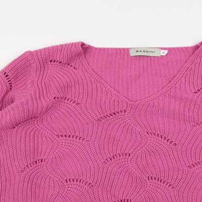 Womens UK Size M BASSINI Pink Pullover Jumper