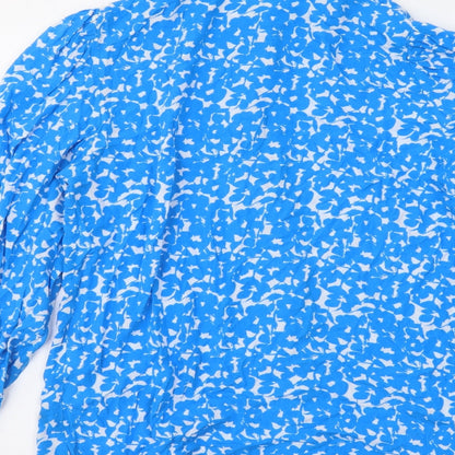 Goa Womens Blue Geometric Viscose Basic Button-Up Size S Collared
