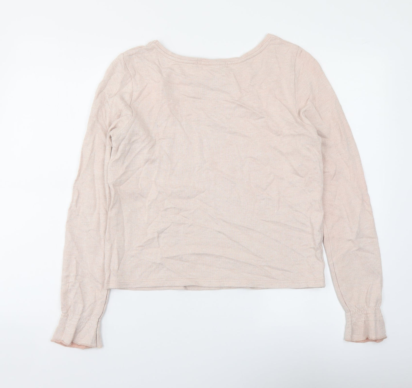 Fashion House Womens Pink Polyester Basic Blouse Size 10 Boat Neck - Make a wish