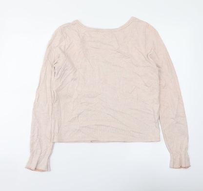 Fashion House Womens Pink Polyester Basic Blouse Size 10 Boat Neck - Make a wish